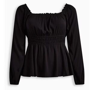 TORRID NWT RAYON SLUB WAIST DETAIL BLOUSON SLEEVE TOP